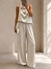 1116 summer new European and American fashion solid color vest and trousers two-piece suit casual women's clothing