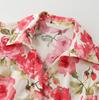 Women's summer new French retro vacation style with belt flower print Midi dress