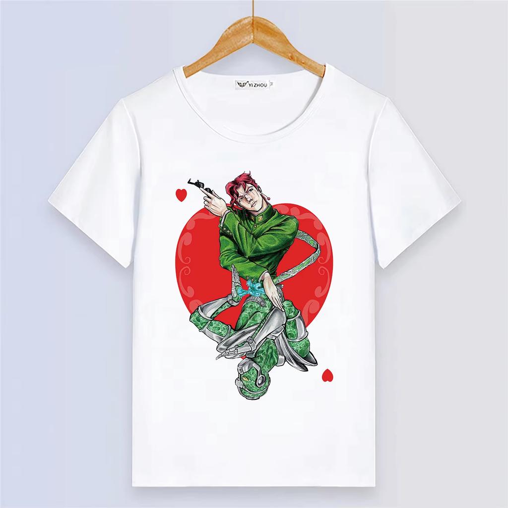T-shirt d'été à manches courtes avec imprimé dessin animé blanc en modal pour femmes et hommes - JoJo's Bizarre Adventure