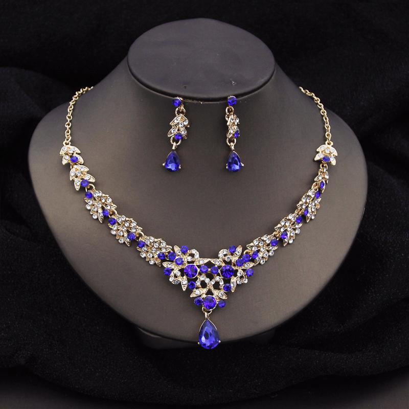 2024 neue Kristall Braut Schmuck Sets für Frauen Luxus Halsband Halskette Ohrringe Prom Hochzeit Kleid Braut Halskette Sets Mode