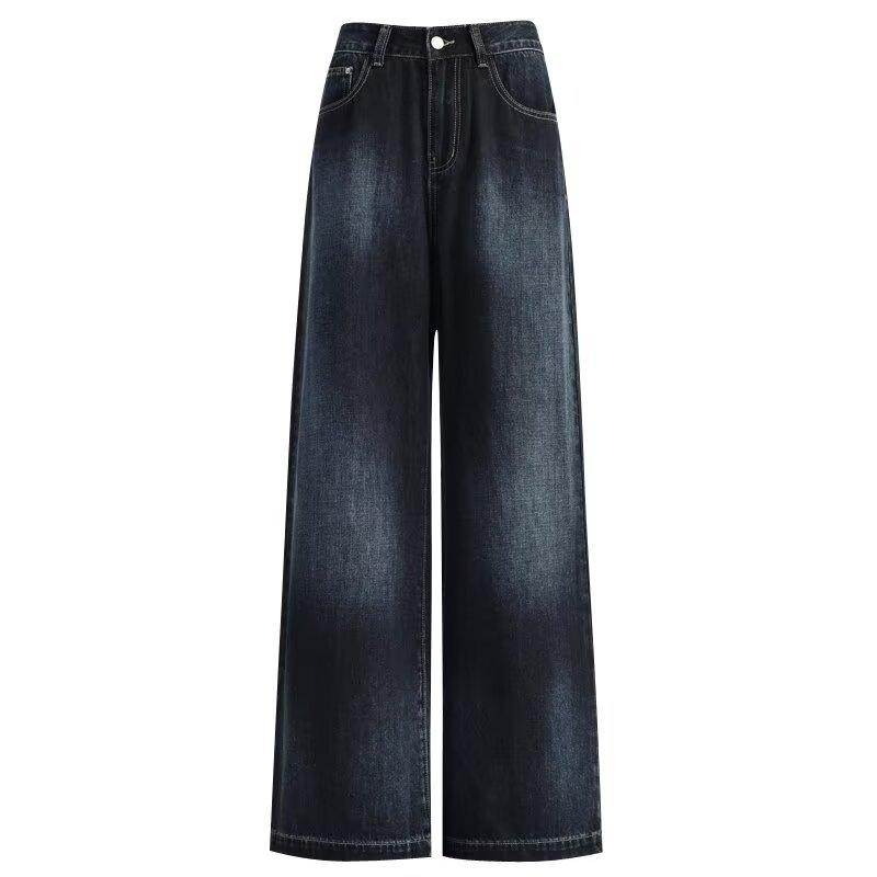 Autumn Winter High Waist Wide Leg Jeans Women Loose Casual Vintage Denim Pants All-match Straight Trousers