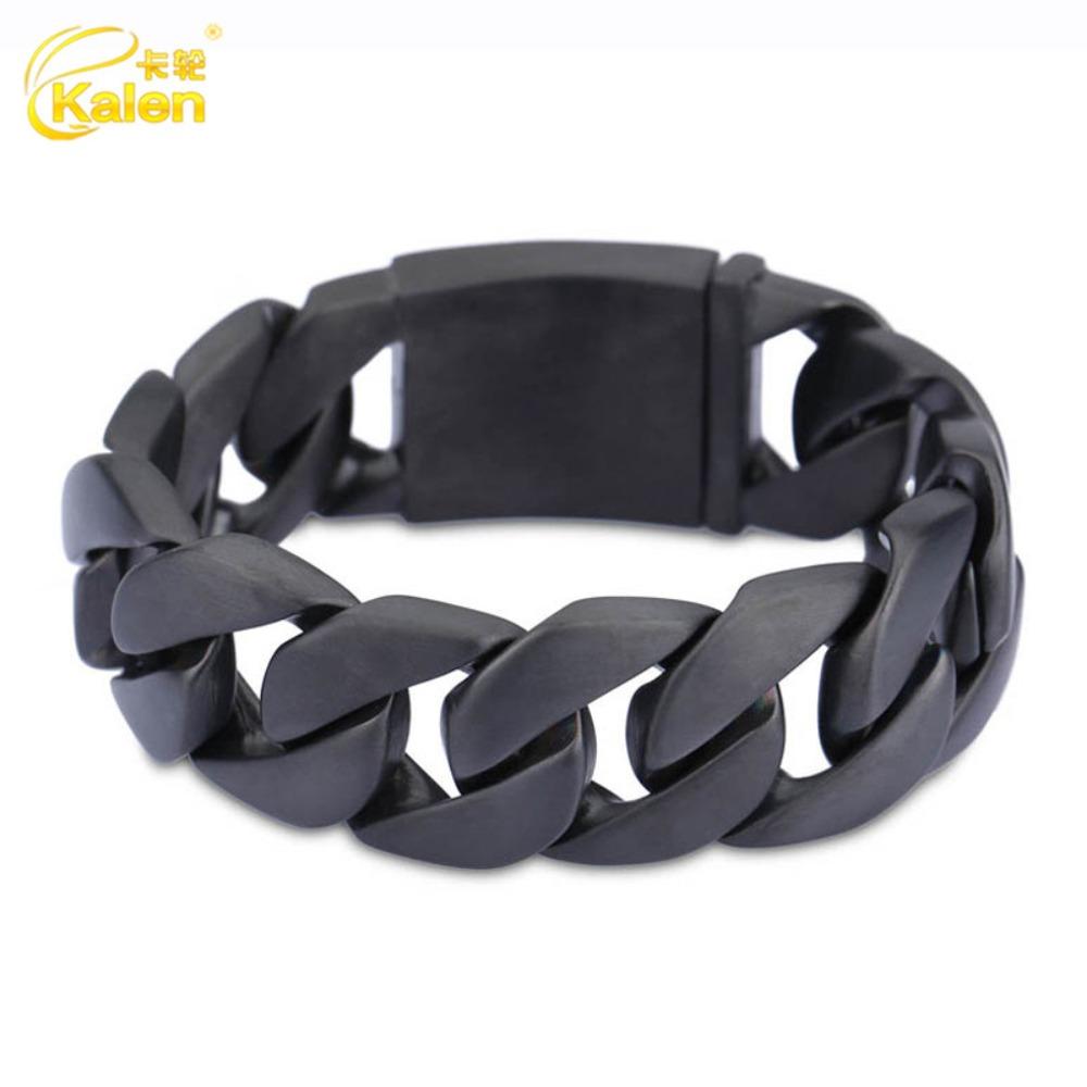 European and American Stainless Steel Men's Cuban Thick Bracelet, Hip-hop Trendy Men's Electroplated 18k Gold Titanium Steel Bracelet