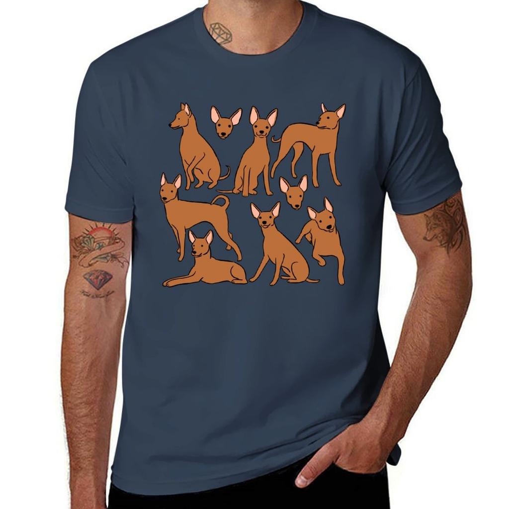Red Miniature Pinscher cute illustration pattern TShirt Summer Print Short Sleeve Tee