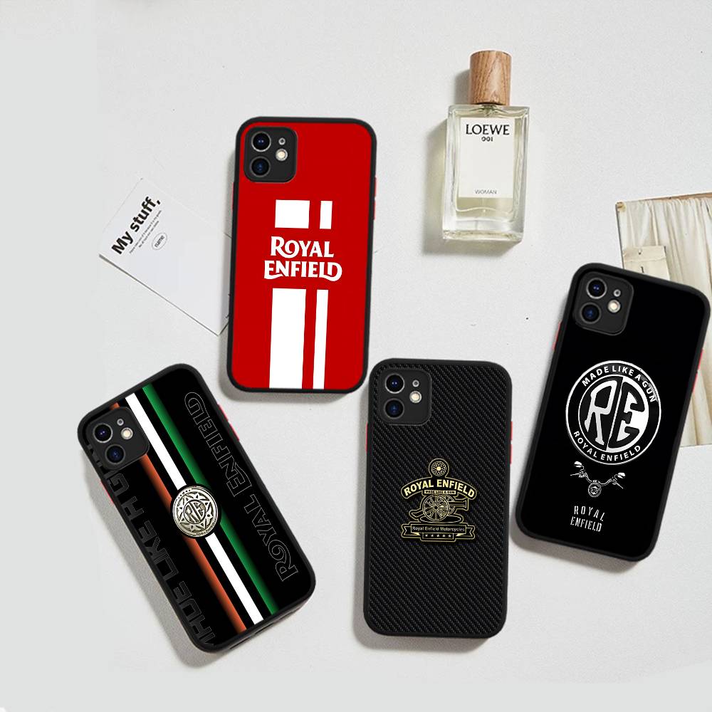R-ROYALS E-ENFIELDS Logo For IPhone 11 12 13 14 15 16 Pro Max Plus X XS MAX Shockproof Matte Back Cover