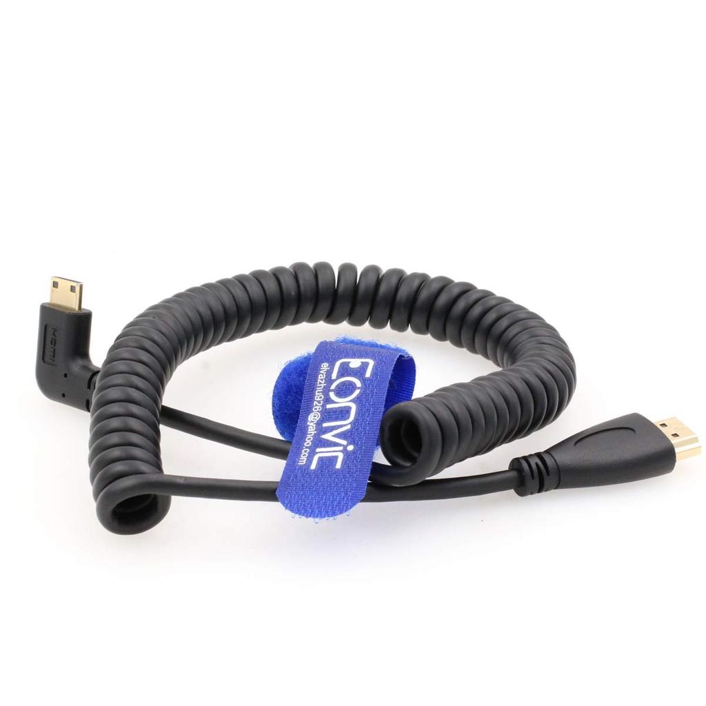 Eonvic Type D Male Micro HDMI to HDMI 1080P HDTV Cable for Sony Camera BM Video Assist Monitor Left-Angled