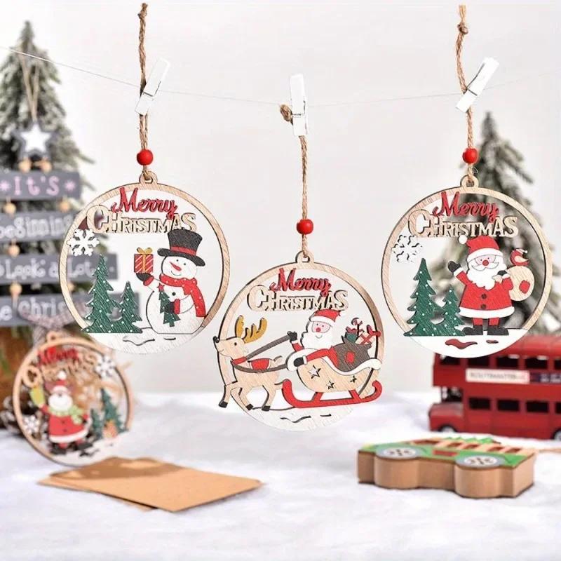 Christmas Pendants Christmas Decorations Wooden Pendants Christmas Hollowed-out Old Man Hang Out Christmas Decorations