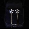 S925 Sterling Silver Micro-set Stud Earrings: 2024 Trendy Korean Style Long Elegant Earrings for Women.