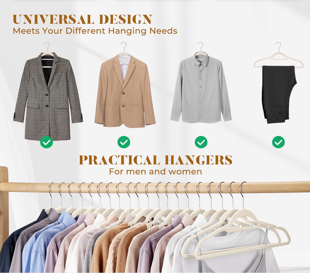 10Pcs Flocked Hanger Home Non-slip Velvet Hangers Elegant Coat Clothes Hanger Strong Durable Racks Hanger