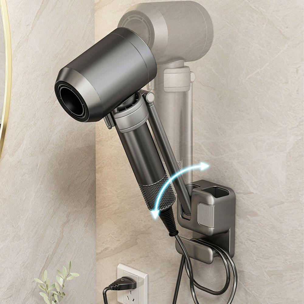 Rotating Hair Dryer Holder Angle Adjustable Hairdryer Shelf Hairdryer Stand  Bathroom Storage