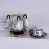 French High-Value Huyue Longxiang Coffee Cup And Saucer Set, Creative Black Ceramic Cup, Afternoon Tea Cup With Cup Holder