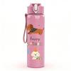 1PC Happy Birthday Dachshund Art 750ml Color Plastic Sports Water Bottle Leakproof Flip Straw Lid Suitable for Sports Office Home Use