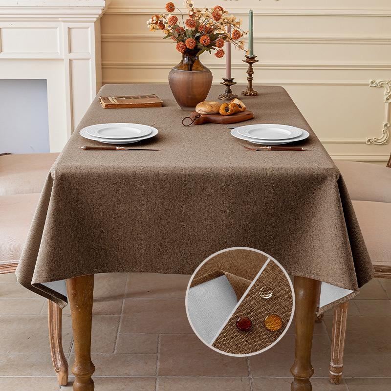 Cotton and Linen Three-proof Tablecloth Waterproof and Dustproof Solid Color Rectangular Tablecloth Coffee Dining Table Cloth