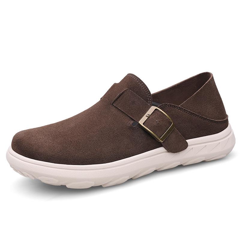 Men s Brushed Cowhide Slip-On Loafers with Buckle 40
