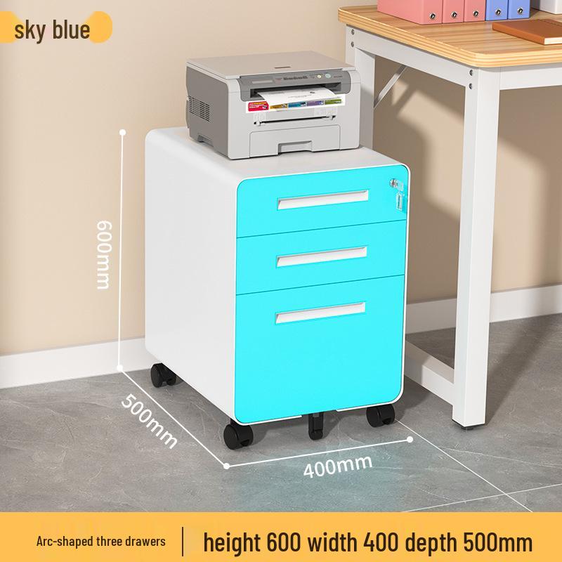 Mobile Filing Cabinet with Three Lockable Drawers for Under Desk Office Storage