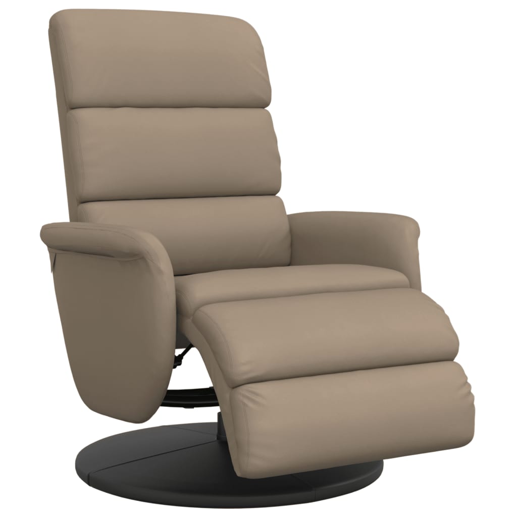 Folding Armchair With Footrest, Cappuccino, Faux Leather
