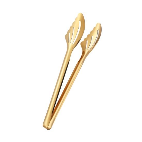 Stainless Steel Serving Tongs with Slotted Heads BBQ Buffet Food Clips Heat-Resistant Rust-Proof Hollow Chuck Design Kitchen Utensils