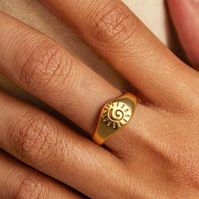 Anello Semplice in Acciaio al Titanio Moda Europea e Americana Placcato Oro 18k Geometrico Irregolare Acciaio Inossidabile Gioielli da Donna