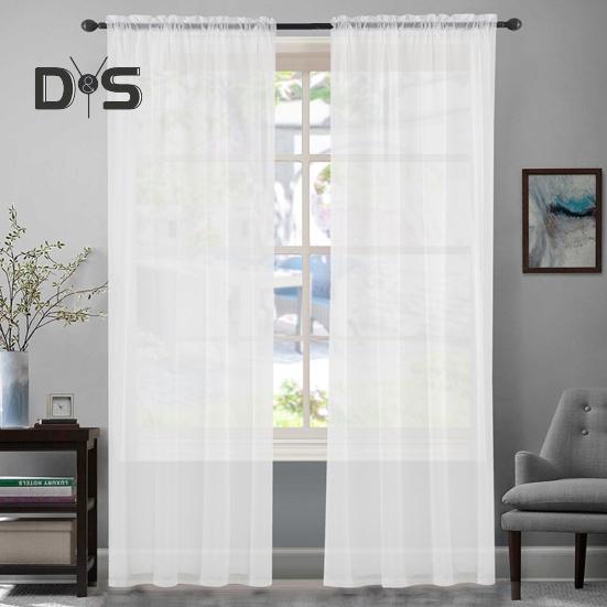 2 Stück Fenstergaze, durchscheinend, dekorativ, atmungsaktiv, pastoraler Stil, Stangendurchführung, maschinenwaschbar, Heimdekoration, Fenstervorhang, Haushalt