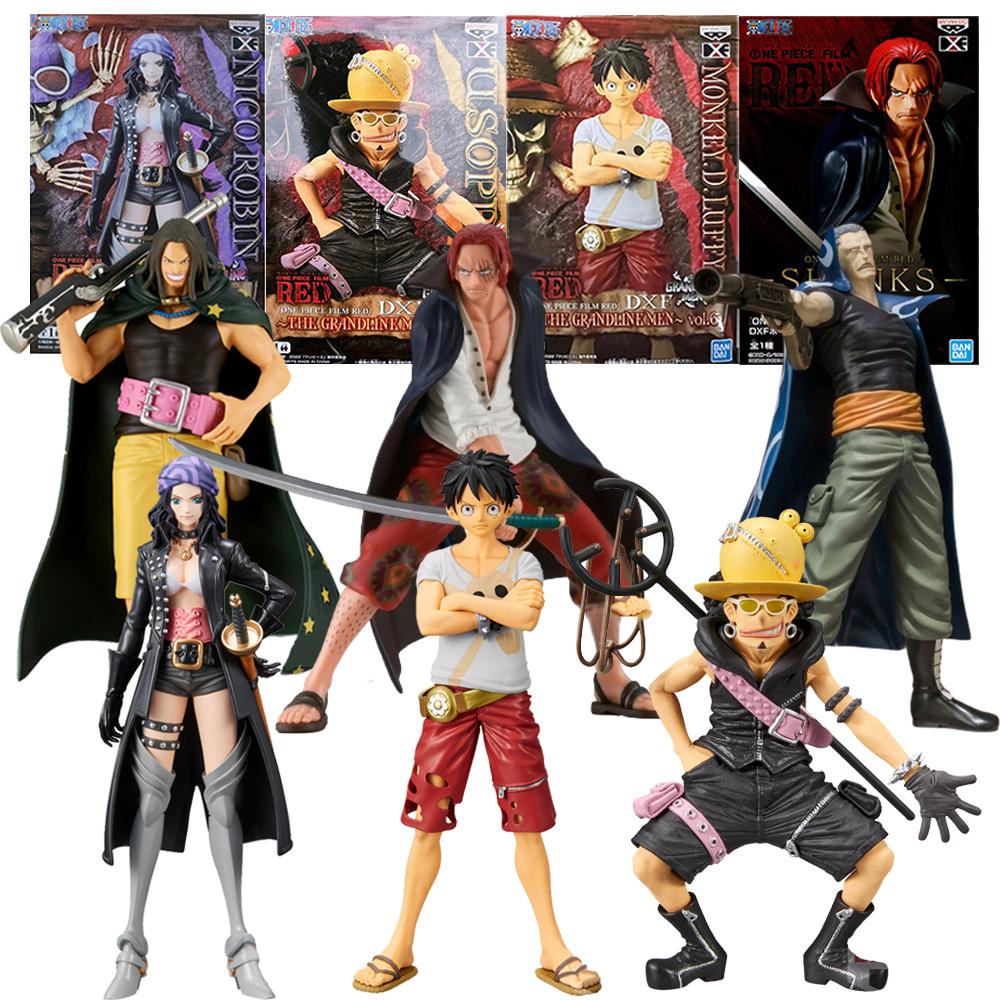 6Pcs Anime One Piece DXF Monkey D Luffy FILM RED Nico Robin Doll Shanks Yasopp Ben Bekkuman Model Toy Present Action Figure