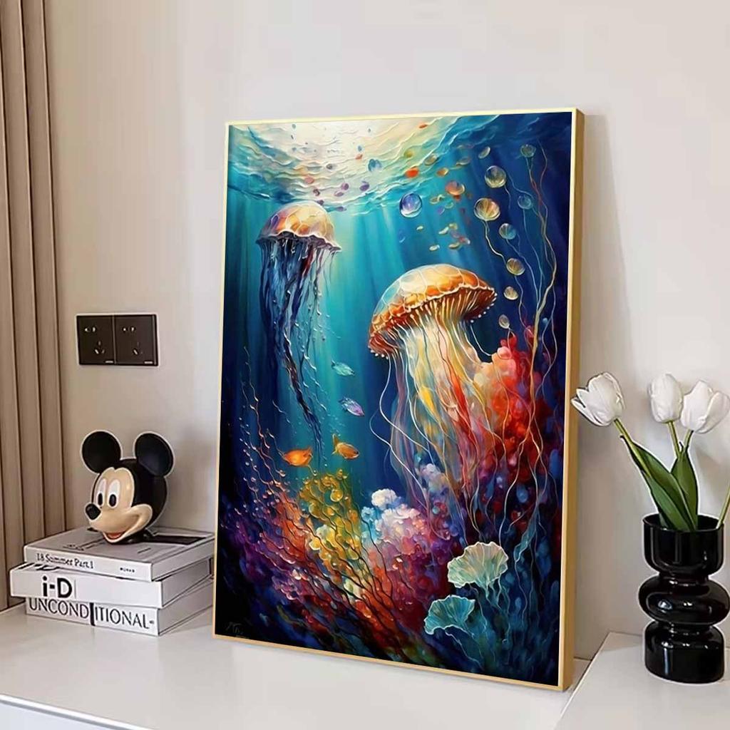 Ocean Diamond Painting Art Painting Set, 5D Undersea Cross Stitch Craft DIY Colored Gemstone Decoration Home Wall Mural Gift