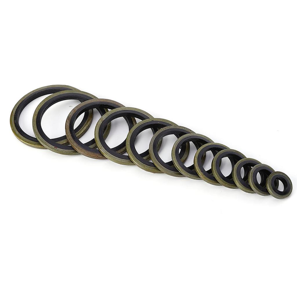 240pcs 6\8\10\12\14\16\18\20\22\24\27\30mm Metal Rubber Sealing Oil Ring Drain Plug Gasket Set