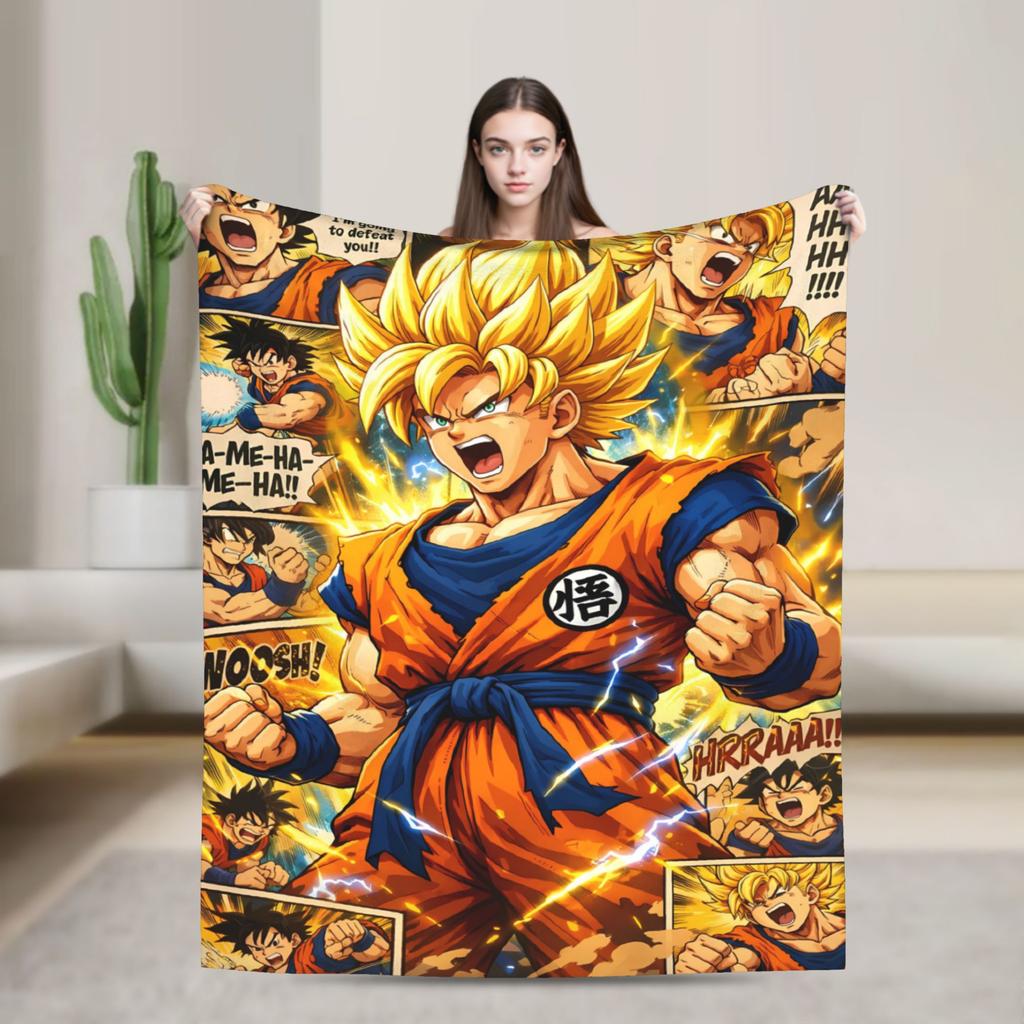 D-Dragons Ball Anime Flannel Blanket Super Soft Throw Blanket for Home Decor Decorative Street Trend Bedspread Sofa Bed Cover