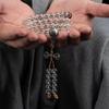 8-12mm White Crystal Buddhist Beads with Glass Rosary & Vajra Accessories.
