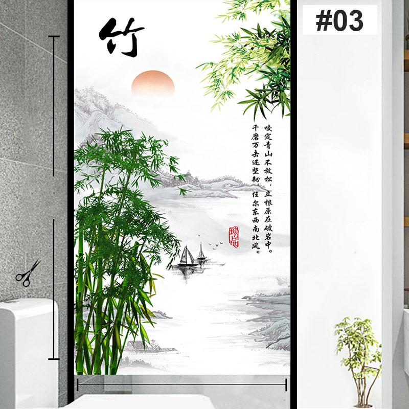 Fensterfolie im chinesischen Tintenstil, Pflaumenblüte, Orchidee, Bambus, Chrysanthemenkultur, Sichtschutzfolie, statisch haftender Glasaufkleber