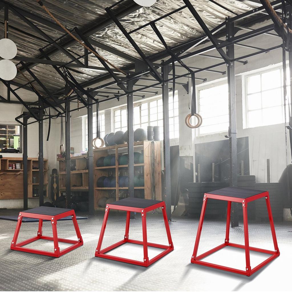 Plyometric Jump Boxes, 12/18/24 Inch Plyo Box, Platform and Jumping Agility Box, Anti-Slip Fitness Exercise Step Up Box Set for Home Gym Training,