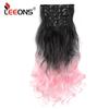 Leeons Synthetic Hair Curly Clip In Wig Extension 16 Clips In Hair Extension Hair Pieces Fake Hair Extension Synthetic Hair