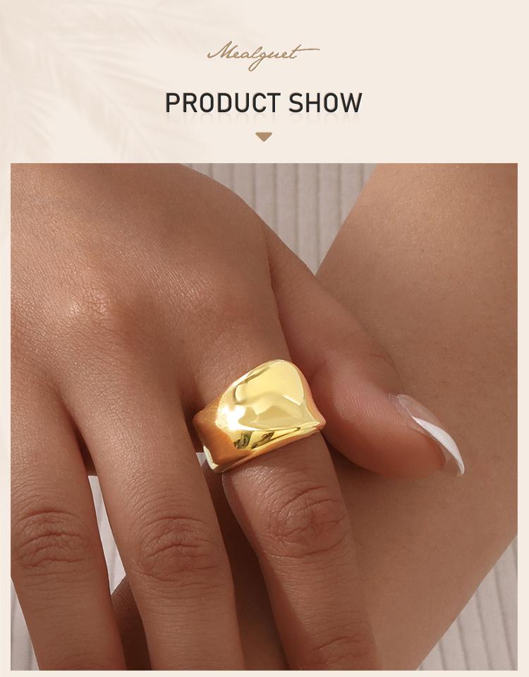 Wide Statement Rings For Women, Stainless Steel Chunky Thumb Band Ring, Non Tarnish Minimalist Jewelry