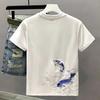 Herren T-Shirt Sommer Minimalistischer Rundhalsdruck Chinesischer Stil Trend Lässig Locker Mode Übergroß Kurzarm