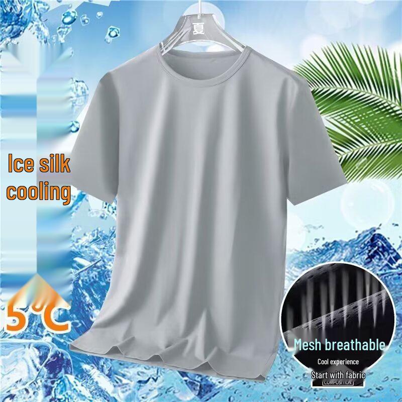Men's Summer Quick-Dry Mesh Fitness T-Shirt, Elastic Casual Half Sleeve