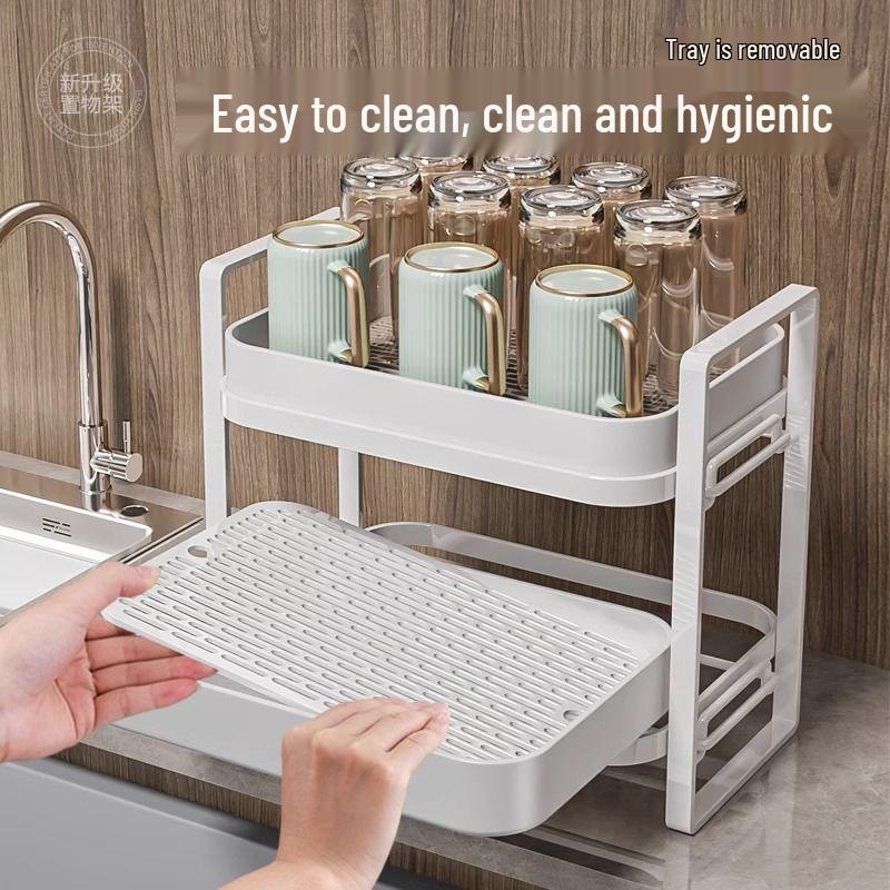 Double-Layer Desktop Tea Set & Cup Draining Rack