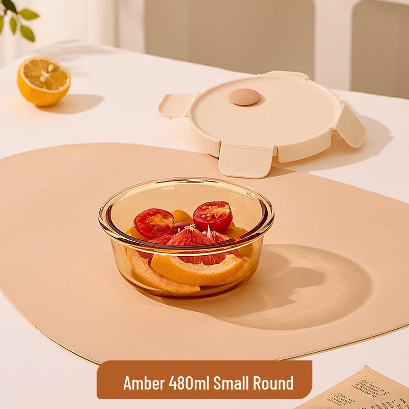 Xileke Microwave-Safe Glass Bowl with Lid - Sealed Fresh-Keeping Lunch Box, Food Grade