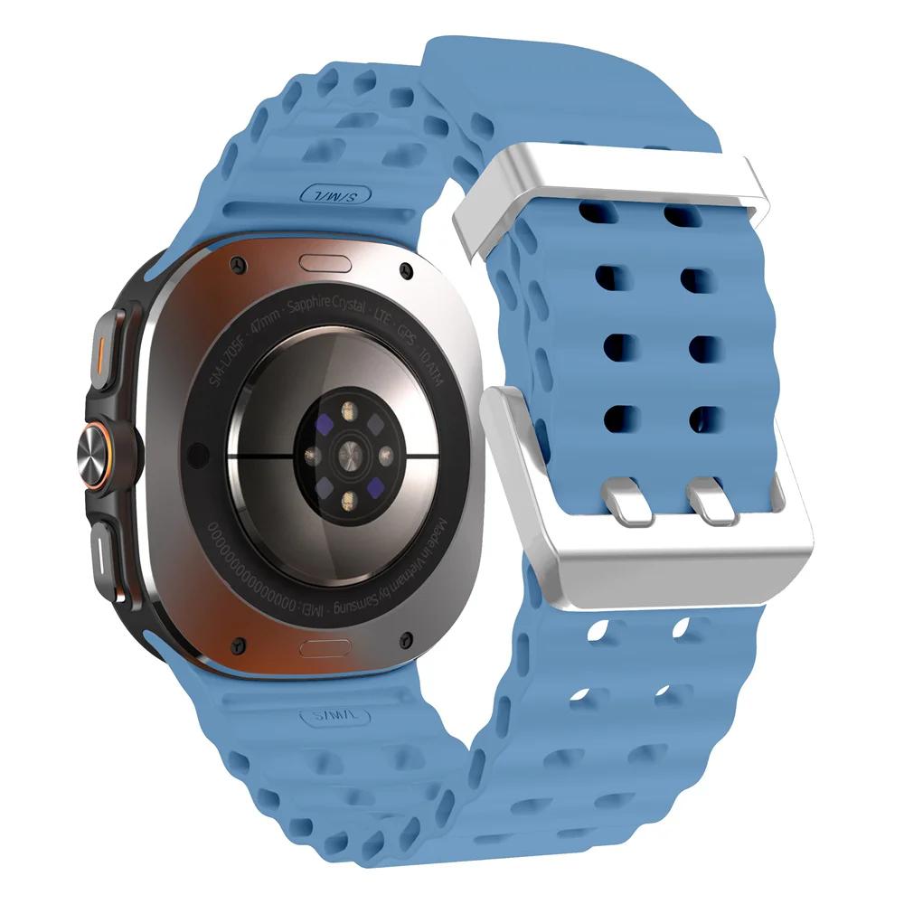Marine Band For Samsung Galaxy Watch ultra Strap 47mm Accessories Two color Sport silicone Bracelet Galaxy Watch 7 ultra Straps