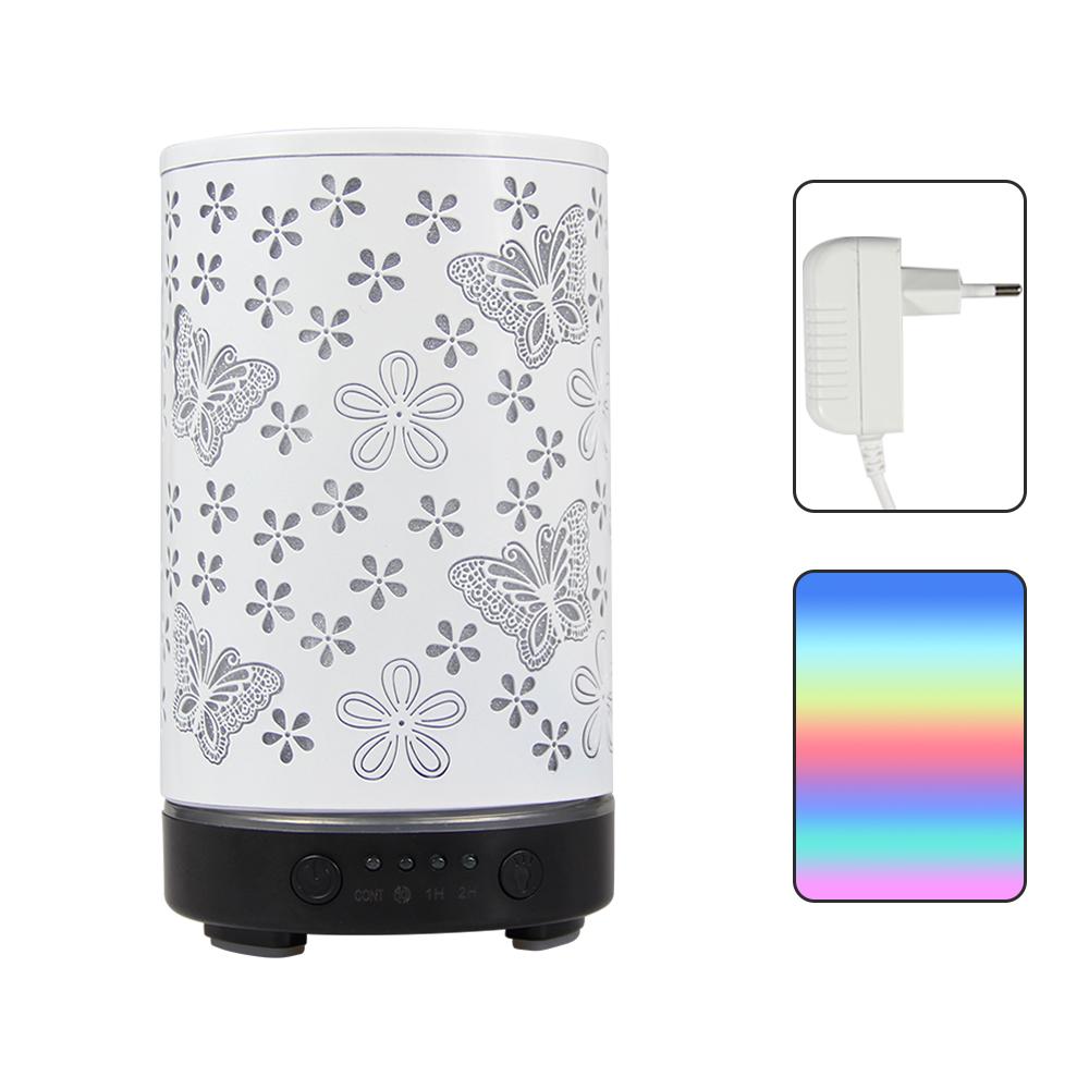 100ml Essential Oil Diffuser Seven-Color Aroma Light Butterfly Ultrasonic Air Humidifier Room Scent Diffuser with Timer Function