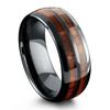 Luksus menn 8mm koa tre innlegg titan giftering for menn kvinner Dome polert rustfritt stål forlovelsesring menn bryllup band