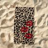 1PC Oversized Leopard Print Red Lips Beach Towel, Sand-Free Quick-Dry Soft Absorbent, Portable for Beach, Pool, Travel, Yoga
