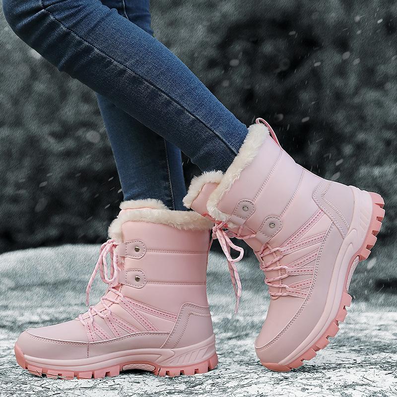

Harbin thick-soled snow boots women s winter velvet thickened non-slip cotton shoes women s medium boots warm and cold-resistant cotton boots 47