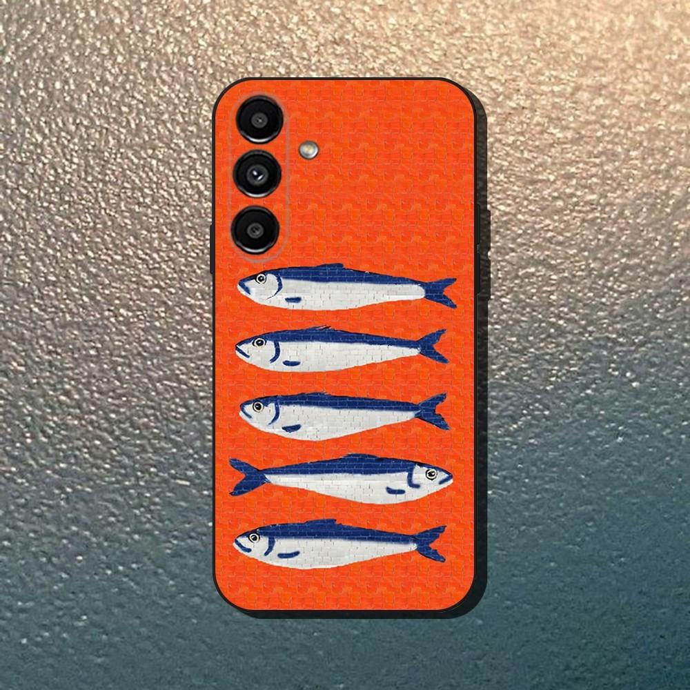Fish Funny Sardines Phone Case For Samsung Galaxy A13,A21s,A22,A31,A32,A52,A53,A71,A80,Soft Black Shell