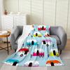 Cute Campervan Campfire Blanket Cartoon Food Digital Printed Flannel Blanket Rv Decorative Blanket