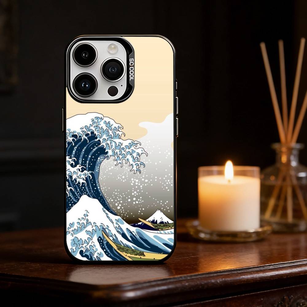 Great Wave Off K-Kanagawa Phone Case Color Silver Shell For IPhone 17 16 15 14 13 12 11 Pro Max Plus