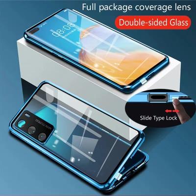 For Huawei Pura 70 P60 P50 Pro Magnetic Adsorption Double Sided Glass Case For Honor 90 80 70 Mate 60 50 Pro Lens Protection Metal Cover