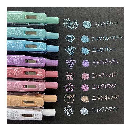 Zebra Gel Ballpoint Pen Sarasa Clip 0.5mm Milk Color 8 Color Set N JJ15-8C-MK-N