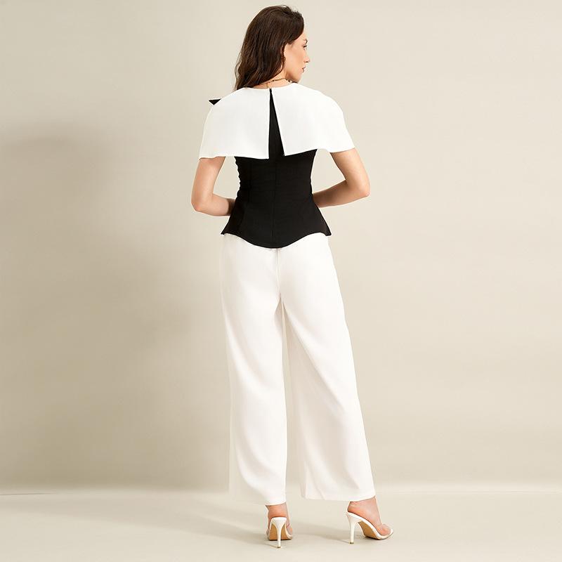 A New Spring and Summer Collection of Elegant and Sophisticated Two-piece Trousers with Contrasting Colors for Women