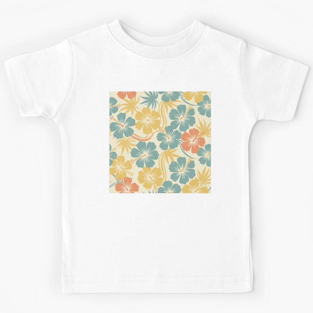 Retro Hawaiian Hibiscus Floral Pattern Kids T-Shirt 110