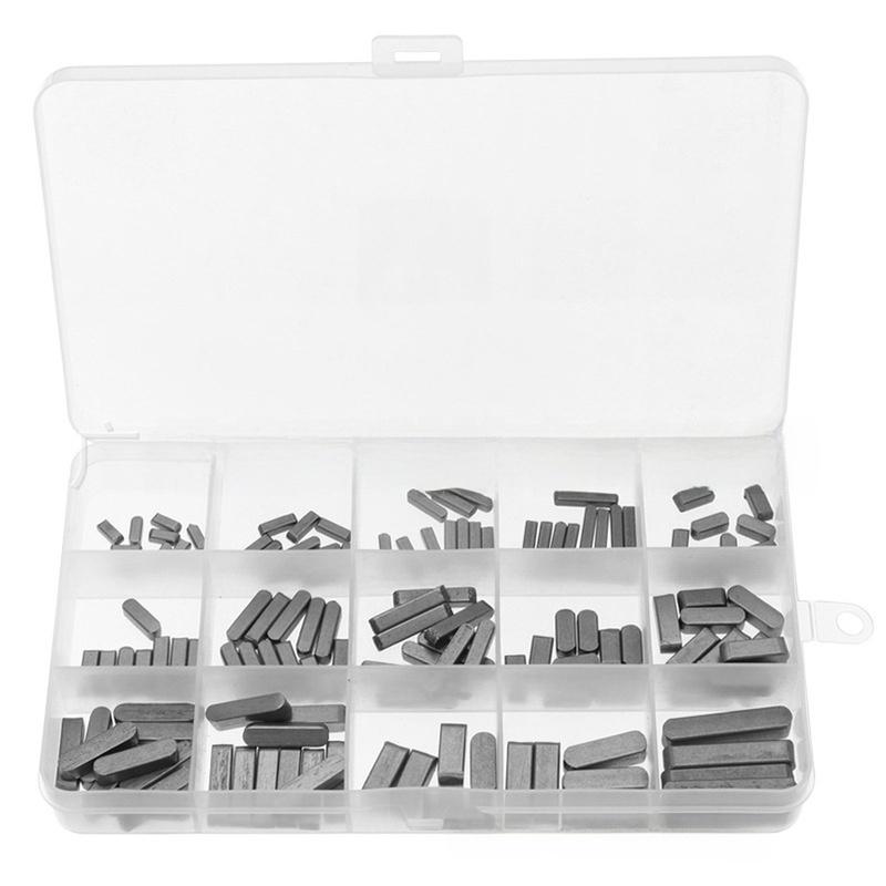 175Pcs Parallel Drive Shaft Keys Set Carbon Steel Key Stock Assortment with Multiple Sizes for Engineering Use