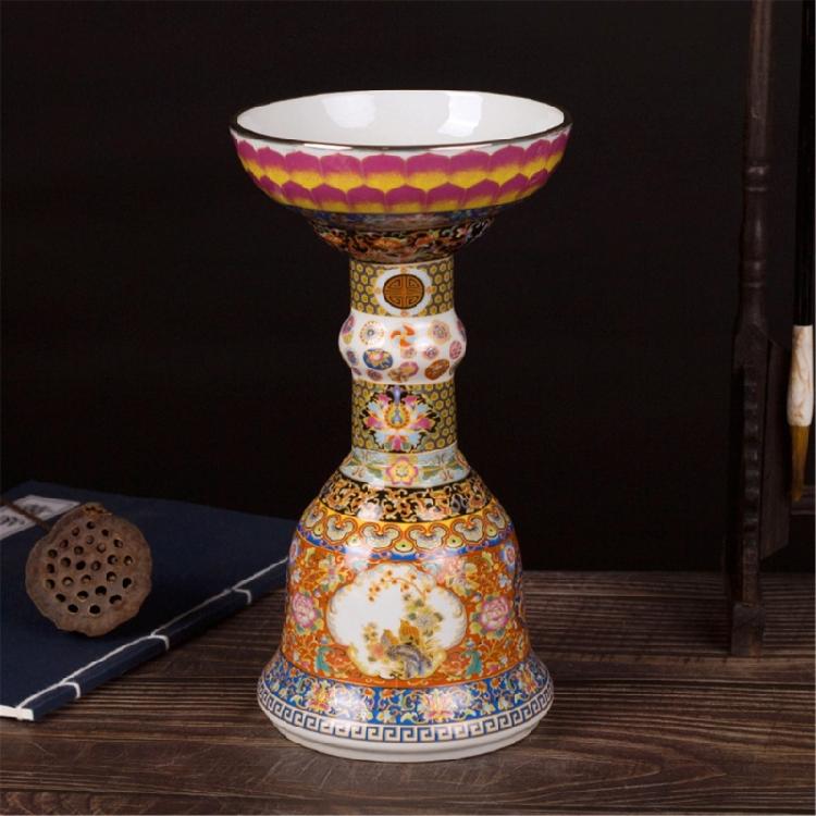 Elegant Chinese Ceramic Craft with Enamel Detailing Desk Ornament for Home Decoration and Gift Giving