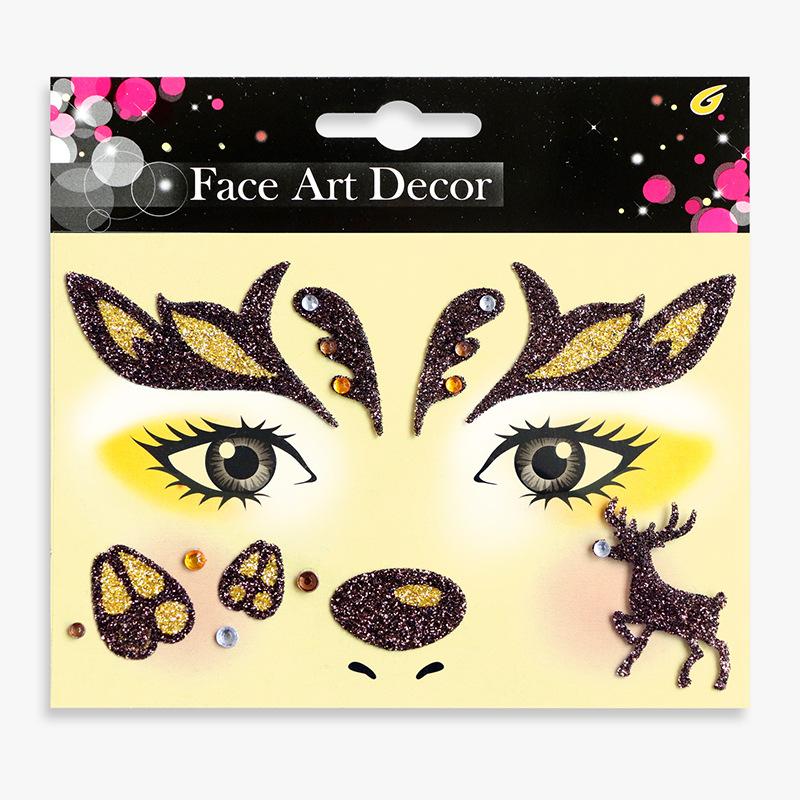 Halloween Christmas Diamond Animal Face Stickers Festival Party Stage Makeup Role Play Sparkling Diamond Mask Stickers